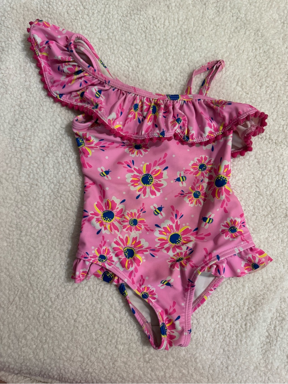Tommy Bahama Pink Floral One-Shoulder Ruffle Swimsuit